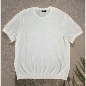 GAP Textured Short Sleeve Sweater Men's L Linen Blend Ivory Off-White